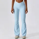 Sky Blue Women's Workout Fitness Wide Leg Yoga Pants Flared