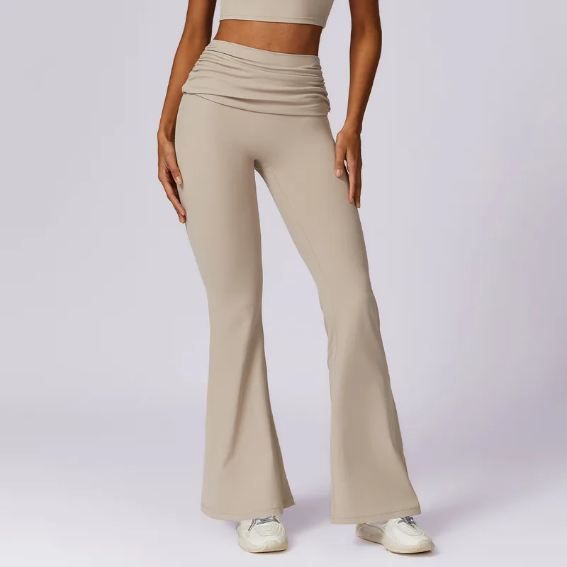 Women's Wide Leg Yoga Pants Fitted Casual Flared
