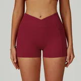 Cherry Red Running Women's High Waist Biker Shorts Bare Feel