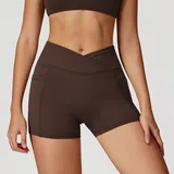 BS2030-4 · Coffee Coffee Running Women's High Waist Biker Shorts Bare Feel