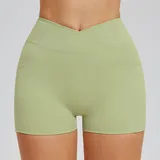 Bean Paste Green Running Women's High Waist Biker Shorts Bare Feel