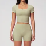 BS2036-5 · Moss Green Moss Green Women's Stretch Fitted Yoga Activewear Set High Waist
