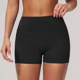 Jet Black Women's Quick Dry Yoga Shorts High Waist Fitted