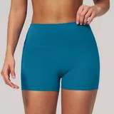 Peacock Blue Women's Quick Dry Yoga Shorts High Waist Fitted