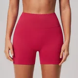 Vivid Red Women's Pilates High Waist Biker Shorts High Waist