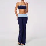 Dark Navy Bare Feel Flared Women's Yoga Set Bare Feel