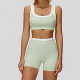 BS3129-10 · Light Fruit Green Light Fruit Green Women's Ribbed Fitness Yoga Activewear Set Bare Feel