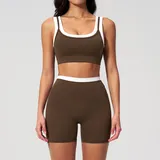 BS3129-7 · Roasted Coffee Roasted Coffee Women's Ribbed Fitness Yoga Activewear Set Bare Feel