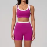 Dragon Fruit Pink Women's Ribbed Fitness Yoga Activewear Set Bare Feel