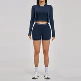 Abyss Blue Women's Running Yoga Activewear Set 3 Piece Fitted
