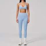 BS3595-5 · Light Blue Light Blue Women's Breathable Backless Yoga Set Quick Dry Slimming