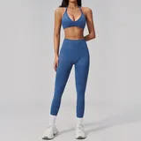 Azure Women's Breathable Backless Yoga Set Quick Dry Slimming