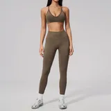 BS3597-3 · Coffee Brown Coffee Brown Women's Fitness Seamless Running Yoga Activewear Set Backless