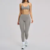 Frost Grey Women's Cutout Running Yoga Set Halter Neck Backless