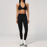 BS4208-2 · Jet Black Jet Black Women's Premium Yoga Activewear Set Butt Lifting Fitted