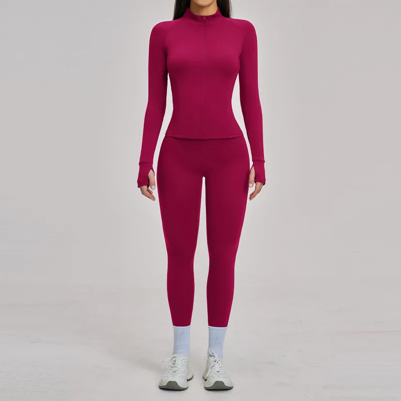 Women's Brushed Fitness Yoga Activewear Set Zip Up