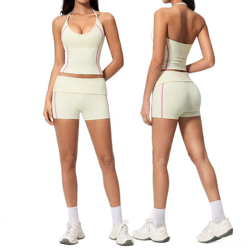 Women's Yoga Set Halter Neck Slimming V Neck