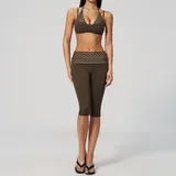 BS4549-1 · Brown White Dot Brown White Dot Halter Neck Layered Women's Yoga Set Halter Neck