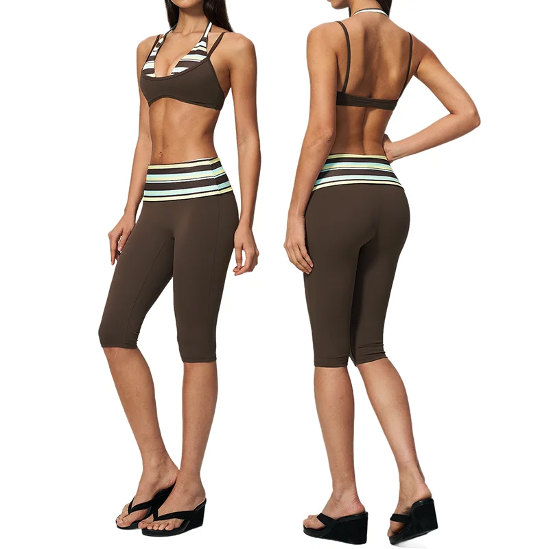 Halter Neck Layered Women's Yoga Set Halter Neck