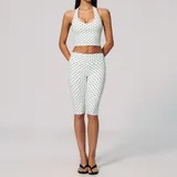 BS4551-3 · White Black Dot White Black Dot Women's Printed Fitness Yoga Activewear Set Deep V