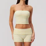 BS4556-4 · Mustard White Mustard White Women's Breathable Fitness Performance Yoga Activewear Set Tank