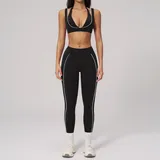 Jet Black Women's Running Active Yoga Set Bare Feel Fitted