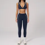 Abyss Blue Women's Running Active Yoga Set Bare Feel Fitted