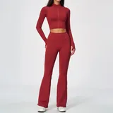 BS5112-1 · Frost Red Frost Red Women's Flared Fitness Yoga Activewear Set Quick Dry