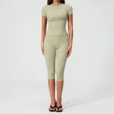 Moss Green Women's Breathable Fitted Yoga Activewear Set High Waist