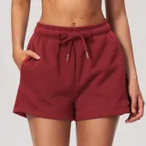 Cherry Red Running Women's Yoga Shorts High Waist Slimming Relaxed