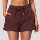 Wine Red Running Women's Yoga Shorts High Waist Slimming Relaxed