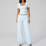 Azure Blue Women's Slimming Fitness Yoga Activewear Set 2 Piece