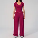 Raspberry Red Women's Slimming Fitness Yoga Activewear Set 2 Piece