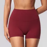 Ankola Red Women's Butt Lifting Yoga Shorts High Waist Fitted