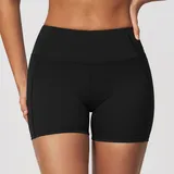 Jet Black Women's High Waist Yoga Shorts High Waist Stretch