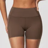 BS5575-4 · Deep Cocoa Deep Cocoa Women's High Waist Yoga Shorts High Waist Stretch