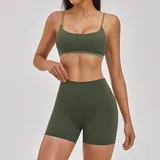 BS6116-1 · Moss Green Moss Green Women's Yoga Activewear Set Bare Feel Running Backless