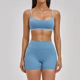 Cloisonne Blue Women's Yoga Activewear Set Bare Feel Running Backless
