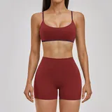 Red Bean Women's Yoga Activewear Set Bare Feel Running Backless
