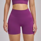 Dark Berry Purple Women's Yoga Shorts Running Seamless High Waist Fitted