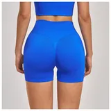 Dazzling Blue Women's Yoga Shorts Running Seamless High Waist Fitted