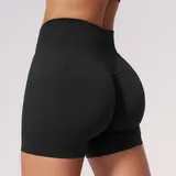 BS7655-7 · Jet Black Jet Black Women's Yoga Shorts Running Seamless High Waist Fitted