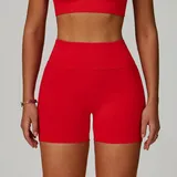 Bright Red Women's Seamless Running Yoga Shorts Quick Dry Fitted