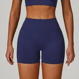 Navy Blue Women's Seamless Running Yoga Shorts Quick Dry Fitted