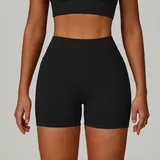 Jet Black Women's Seamless Running Yoga Shorts Quick Dry Fitted
