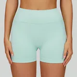 Mint Green Women's Seamless Running Yoga Shorts Quick Dry Fitted