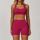 Rose Red Women's Running Training Yoga Activewear Set Bare Feel
