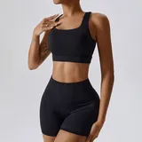 Jet Black Women's Running Training Yoga Activewear Set Bare Feel