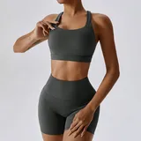 BS8047-5 · Volcanic Ash Grey Volcanic Ash Grey Women's Running Training Yoga Activewear Set Bare Feel
