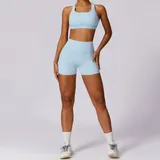 Sky Blue Women's Running Training Yoga Activewear Set Bare Feel